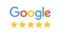 Google Logo mit fünf gelben Sternen – 5-Sterne-Bewertungen für Zahnarztpraxis Dres. Luhrenberg in Wiesbaden